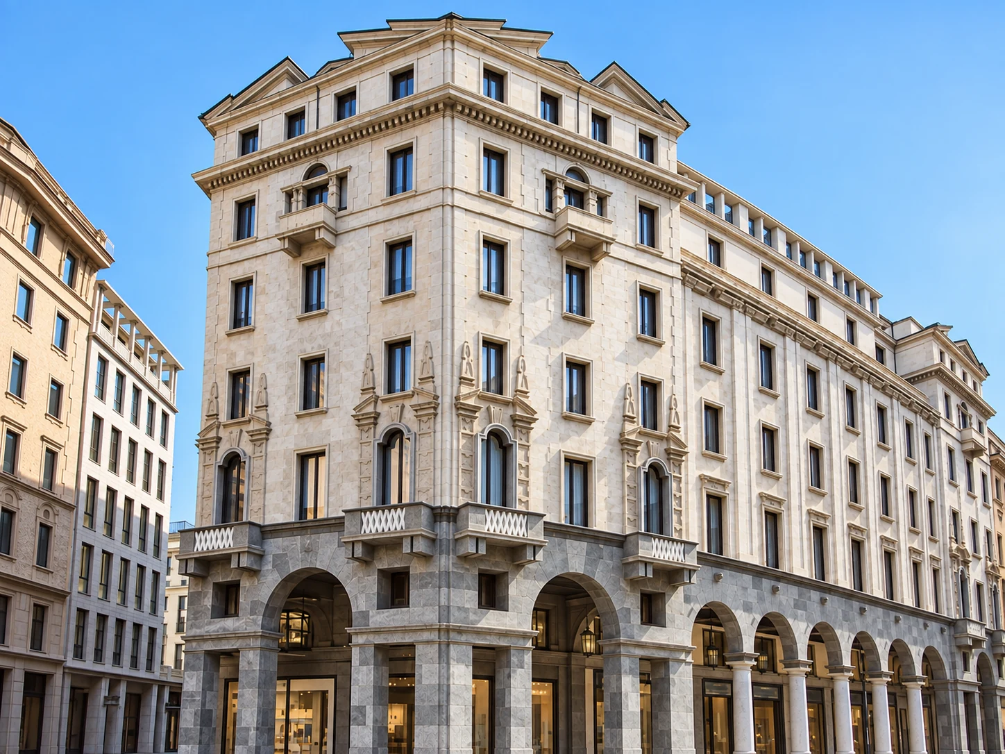 The façade of Palazzo Crespi in Milan